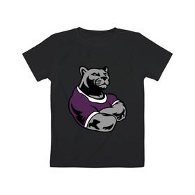 Детская футболка хлопок с принтом Сильная пантера в Кировске, 100% хлопок | круглый вырез горловины, полуприлегающий силуэт, длина до линии бедер | качок | мощь | пантера | сила