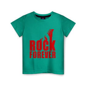 Детская футболка хлопок с принтом Rock Forever (Рок Навсегда) в Кировске, 100% хлопок | круглый вырез горловины, полуприлегающий силуэт, длина до линии бедер | гитара