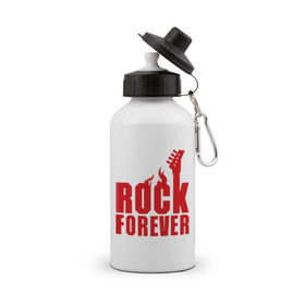Бутылка спортивная с принтом Rock Forever (Рок Навсегда) в Кировске, металл | емкость — 500 мл, в комплекте две пластиковые крышки и карабин для крепления | гитара