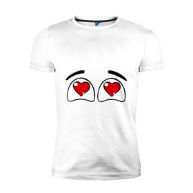 Мужская футболка премиум с принтом Влюбленные глаза в Кировске, 92% хлопок, 8% лайкра | приталенный силуэт, круглый вырез ворота, длина до линии бедра, короткий рукав | влюбленность | глаза | любовь | сердце