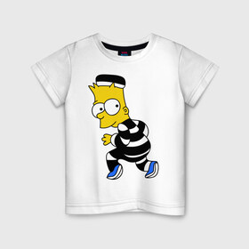 Детская футболка хлопок с принтом Барт Симпсон в Кировске, 100% хлопок | круглый вырез горловины, полуприлегающий силуэт, длина до линии бедер | Тематика изображения на принте: барт | заключенный | симпсон