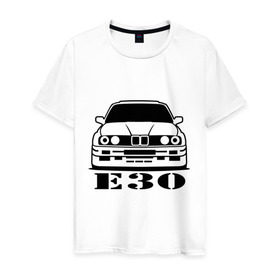 Мужская футболка хлопок с принтом e30 в Кировске, 100% хлопок | прямой крой, круглый вырез горловины, длина до линии бедер, слегка спущенное плечо. | bmw | e30 | автомобиль | бмв | е30 | машина