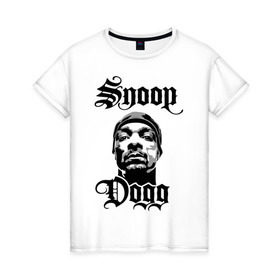 Женская футболка хлопок с принтом Snoop Dogg в Кировске, 100% хлопок | прямой крой, круглый вырез горловины, длина до линии бедер, слегка спущенное плечо | Тематика изображения на принте: rap | snoop dogg | музыка | рэп | снуп дог