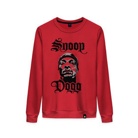 Женский свитшот хлопок с принтом Snoop Dogg в Кировске, 100% хлопок | прямой крой, круглый вырез, на манжетах и по низу широкая трикотажная резинка  | rap | snoop dogg | музыка | рэп | снуп дог