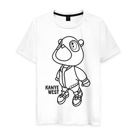 Мужская футболка хлопок с принтом kanye west в Кировске, 100% хлопок | прямой крой, круглый вырез горловины, длина до линии бедер, слегка спущенное плечо. | kanye west | rap | кани вест | медведь | музыка | рэп
