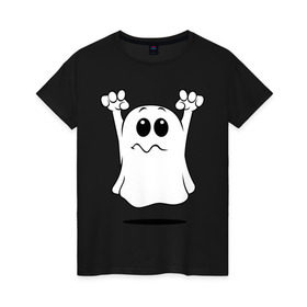 Женская футболка хлопок с принтом Привидение в Кировске, 100% хлопок | прямой крой, круглый вырез горловины, длина до линии бедер, слегка спущенное плечо | ghost | привидение | призрак
