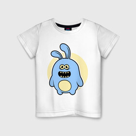 Детская футболка хлопок с принтом Толстый заяц в Кировске, 100% хлопок | круглый вырез горловины, полуприлегающий силуэт, длина до линии бедер | заяц | кролик | милй | странный | толстый