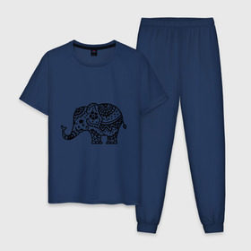 Мужская пижама хлопок с принтом Слоник узор в Кировске, 100% хлопок | брюки и футболка прямого кроя, без карманов, на брюках мягкая резинка на поясе и по низу штанин
 | слон