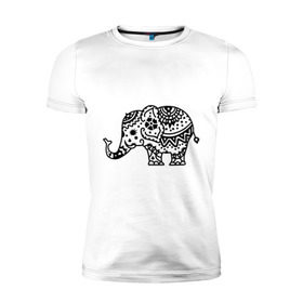 Мужская футболка премиум с принтом Слоник узор в Кировске, 92% хлопок, 8% лайкра | приталенный силуэт, круглый вырез ворота, длина до линии бедра, короткий рукав | слон