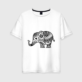 Женская футболка хлопок Oversize с принтом Слоник узор в Кировске, 100% хлопок | свободный крой, круглый ворот, спущенный рукав, длина до линии бедер
 | слон