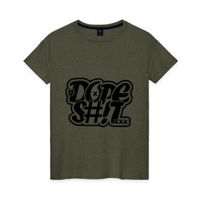 Женская футболка хлопок с принтом Dope shit в Кировске, 100% хлопок | прямой крой, круглый вырез горловины, длина до линии бедер, слегка спущенное плечо | 