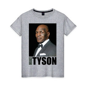 Женская футболка хлопок с принтом Mike Tyson в Кировске, 100% хлопок | прямой крой, круглый вырез горловины, длина до линии бедер, слегка спущенное плечо | майк тайсон