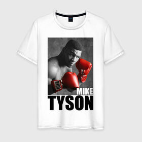 Мужская футболка хлопок с принтом Mike Tyson в Кировске, 100% хлопок | прямой крой, круглый вырез горловины, длина до линии бедер, слегка спущенное плечо. | майк тайсон