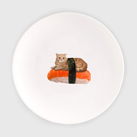 Тарелка с принтом Котосуши в Кировске, фарфор | диаметр - 210 мм
диаметр для нанесения принта - 120 мм | Тематика изображения на принте: киса | кот | котосуши | рис | суши еда