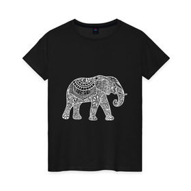 Женская футболка хлопок с принтом Слон в Кировске, 100% хлопок | прямой крой, круглый вырез горловины, длина до линии бедер, слегка спущенное плечо | слон