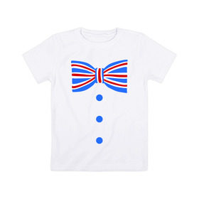 Детская футболка хлопок с принтом Галстук бабочка британский флаг 2 в Кировске, 100% хлопок | круглый вырез горловины, полуприлегающий силуэт, длина до линии бедер | бабочка