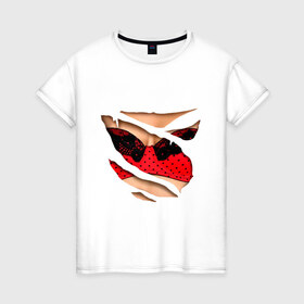 Женская футболка хлопок с принтом Красный бюст в Кировске, 100% хлопок | прямой крой, круглый вырез горловины, длина до линии бедер, слегка спущенное плечо | бюст | бюстгальтер | грудь | идеальный бюст | красный лиф | лиф | тело