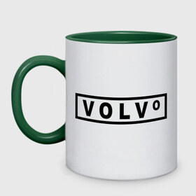 Кружка двухцветная с принтом Volvo в Кировске, керамика | объем — 330 мл, диаметр — 80 мм. Цветная ручка и кайма сверху, в некоторых цветах — вся внутренняя часть | valve | volvo | логотип
