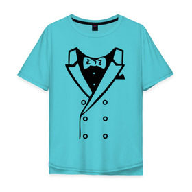 Мужская футболка хлопок Oversize с принтом Двубортный пиджак в Кировске, 100% хлопок | свободный крой, круглый ворот, “спинка” длиннее передней части | смокинг