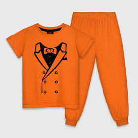 Детская пижама хлопок с принтом Двубортный пиджак в Кировске, 100% хлопок |  брюки и футболка прямого кроя, без карманов, на брюках мягкая резинка на поясе и по низу штанин
 | смокинг