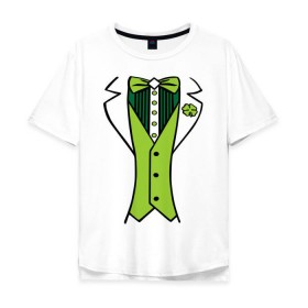 Мужская футболка хлопок Oversize с принтом Ирландский костюм в Кировске, 100% хлопок | свободный крой, круглый ворот, “спинка” длиннее передней части | смокинг