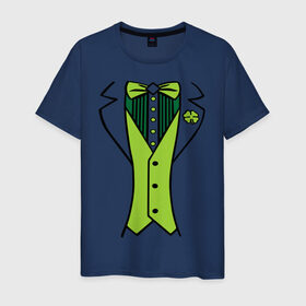 Мужская футболка хлопок с принтом Ирландский костюм в Кировске, 100% хлопок | прямой крой, круглый вырез горловины, длина до линии бедер, слегка спущенное плечо. | Тематика изображения на принте: смокинг