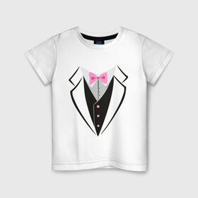 Детская футболка хлопок с принтом Смокинг в Кировске, 100% хлопок | круглый вырез горловины, полуприлегающий силуэт, длина до линии бедер | смокинг