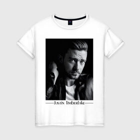 Женская футболка хлопок с принтом Justin Timberlake в Кировске, 100% хлопок | прямой крой, круглый вырез горловины, длина до линии бедер, слегка спущенное плечо | Тематика изображения на принте: justin timberlake | pop | джастин тимберлейк | знаменитости | музыка | певец