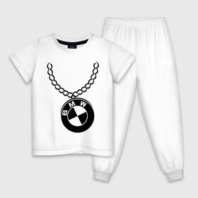 Детская пижама хлопок с принтом БМВ медальон в Кировске, 100% хлопок |  брюки и футболка прямого кроя, без карманов, на брюках мягкая резинка на поясе и по низу штанин
 | bmw | бмв | логотип | медальон | цепь