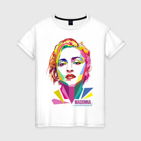 Женская футболка хлопок с принтом Мадонна в Кировске, 100% хлопок | прямой крой, круглый вырез горловины, длина до линии бедер, слегка спущенное плечо | Тематика изображения на принте: madonna | wpap | знаменитости | мадонна