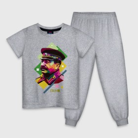 Детская пижама хлопок с принтом Сталин в Кировске, 100% хлопок |  брюки и футболка прямого кроя, без карманов, на брюках мягкая резинка на поясе и по низу штанин
 | wpap | знаменитости | революционер | русский | сталин