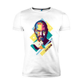 Мужская футболка премиум с принтом Steve Jobs в Кировске, 92% хлопок, 8% лайкра | приталенный силуэт, круглый вырез ворота, длина до линии бедра, короткий рукав | steve jobs | wpap | знаменитости | стив джобс
