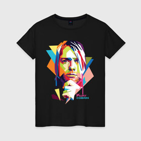 Женская футболка хлопок с принтом Kurt Cobain в Кировске, 100% хлопок | прямой крой, круглый вырез горловины, длина до линии бедер, слегка спущенное плечо | kurt cobain | nirvana | pock | wpap | знаменитости | курт кобейн | нирвана | рок