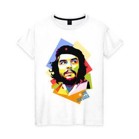 Женская футболка хлопок с принтом Che Guevara в Кировске, 100% хлопок | прямой крой, круглый вырез горловины, длина до линии бедер, слегка спущенное плечо | че гевара
