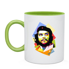 Кружка двухцветная с принтом Che Guevara в Кировске, керамика | объем — 330 мл, диаметр — 80 мм. Цветная ручка и кайма сверху, в некоторых цветах — вся внутренняя часть | че гевара