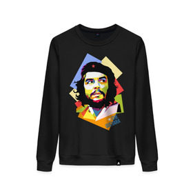 Женский свитшот хлопок с принтом Che Guevara в Кировске, 100% хлопок | прямой крой, круглый вырез, на манжетах и по низу широкая трикотажная резинка  | че гевара