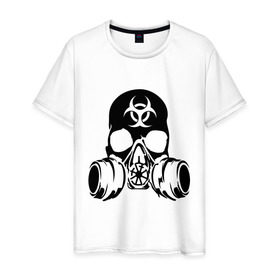 Мужская футболка хлопок с принтом Радиоактивность в Кировске, 100% хлопок | прямой крой, круглый вырез горловины, длина до линии бедер, слегка спущенное плечо. | биологическая угроза | противогаз | радиация | респиратор | череп