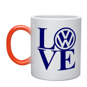 Кружка хамелеон с принтом Volkswagen love в Кировске, керамика | меняет цвет при нагревании, емкость 330 мл | Тематика изображения на принте: love | volkswagen | любовь | фольксваген