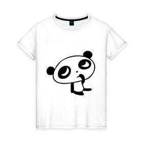 Женская футболка хлопок с принтом Панда в Кировске, 100% хлопок | прямой крой, круглый вырез горловины, длина до линии бедер, слегка спущенное плечо | 