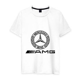 Мужская футболка хлопок с принтом AMG в Кировске, 100% хлопок | прямой крой, круглый вырез горловины, длина до линии бедер, слегка спущенное плечо. | amg | benz | logo | mercedes | авто | амг | лого | мерс | мерседес бенс
