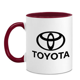 Кружка двухцветная с принтом Toyota Logo в Кировске, керамика | объем — 330 мл, диаметр — 80 мм. Цветная ручка и кайма сверху, в некоторых цветах — вся внутренняя часть | logo | toyota | логотип | тойота