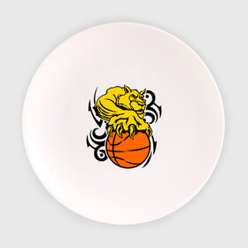 Тарелка с принтом Тигр с мячом в Кировске, фарфор | диаметр - 210 мм
диаметр для нанесения принта - 120 мм | basketball | баскетбол | мяч | пантера | тигр