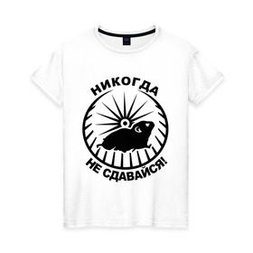 Женская футболка хлопок с принтом Хомяк в колесе в Кировске, 100% хлопок | прямой крой, круглый вырез горловины, длина до линии бедер, слегка спущенное плечо | колесо | не сдавайся | никогда | хомяк
