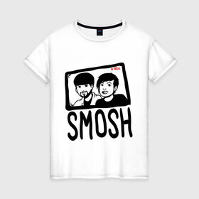 Женская футболка хлопок с принтом RusSmosh в Кировске, 100% хлопок | прямой крой, круглый вырез горловины, длина до линии бедер, слегка спущенное плечо | blogger | russmosh | smosh | youtube | блоггер | смош | шоу | ютубер