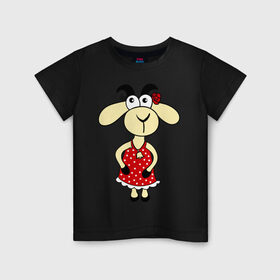 Детская футболка хлопок с принтом Козочка в Кировске, 100% хлопок | круглый вырез горловины, полуприлегающий силуэт, длина до линии бедер | 2015 | баран | барашек | коза | козочка | новый год | овечка | овца | рога | рождество | роза