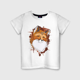 Детская футболка хлопок с принтом Лиса в Кировске, 100% хлопок | круглый вырез горловины, полуприлегающий силуэт, длина до линии бедер | Тематика изображения на принте: fox | акварель | животные | лисы | мило