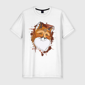 Мужская футболка премиум с принтом Лиса в Кировске, 92% хлопок, 8% лайкра | приталенный силуэт, круглый вырез ворота, длина до линии бедра, короткий рукав | fox | акварель | животные | лисы | мило