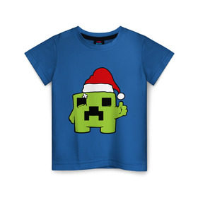 Детская футболка хлопок с принтом Minecraft в Кировске, 100% хлопок | круглый вырез горловины, полуприлегающий силуэт, длина до линии бедер | 2015 | minecraft | игры | маинкрафт | новый год | шапка