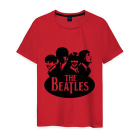 Мужская футболка хлопок с принтом The Beatles 1 в Кировске, 100% хлопок | прямой крой, круглый вырез горловины, длина до линии бедер, слегка спущенное плечо. | beatles | harrison | lennon | mccartmey | starr | битлз