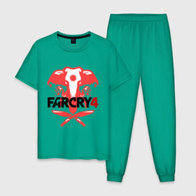 Мужская пижама хлопок с принтом Far Cry 4 (1) в Кировске, 100% хлопок | брюки и футболка прямого кроя, без карманов, на брюках мягкая резинка на поясе и по низу штанин
 | cry | far | far cry | ubisoft | край | фар | фаркрай | юбисофт